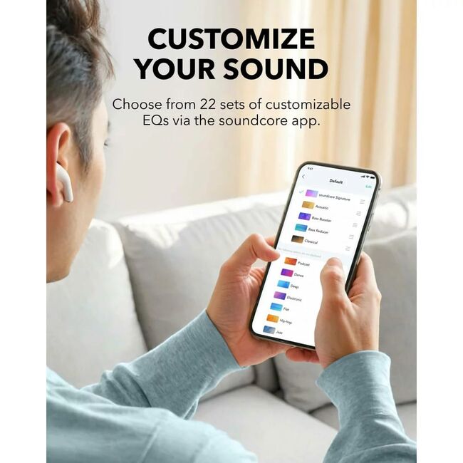 Casti Bluetooth wireless Noise Cancellation Anker K20i, alb