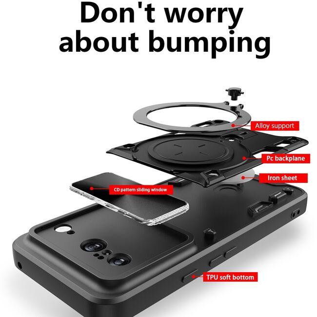 Husa pentru  Google Pixel 9 / 9 Pro cu protecție pentru cameră și suport magnetic integrat Ring Shockproof, rose gold