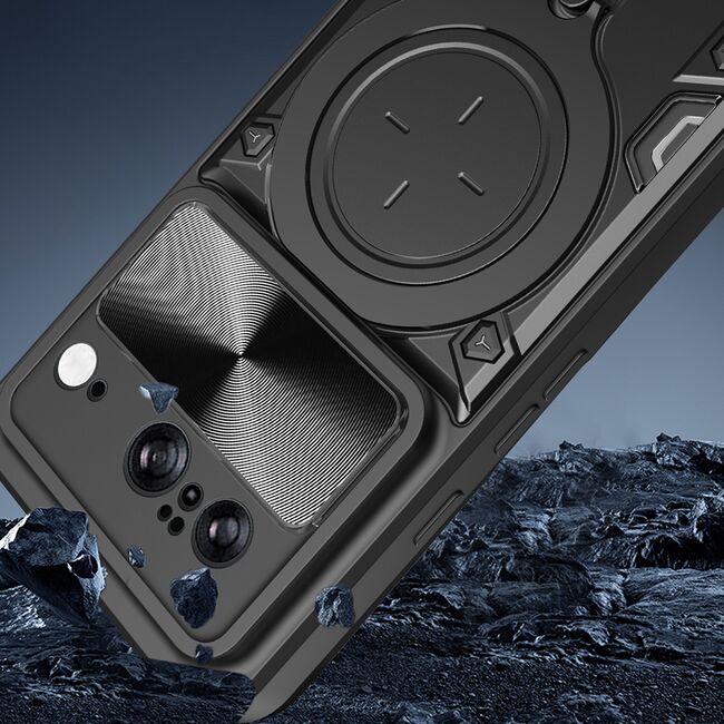 Husa pentru  Google Pixel 9 / 9 Pro cu protecție pentru cameră și suport magnetic integrat Ring Shockproof, rose gold