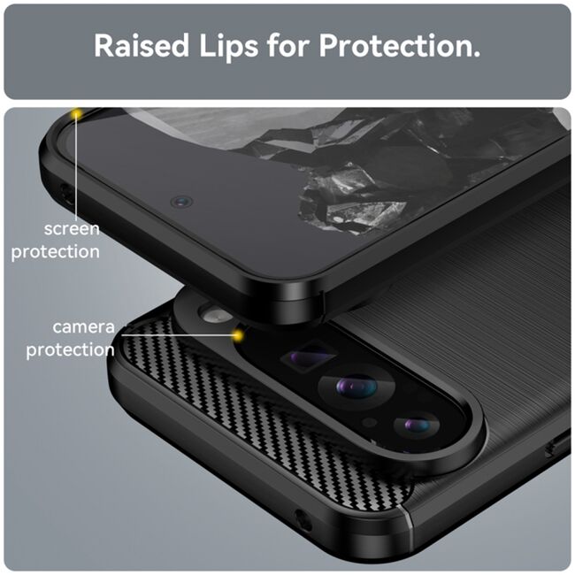 Husa pentru Google Pixel 9 Pro XL Carbon Liquid Silicone, negru