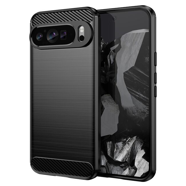 Husa pentru Google Pixel 9 Pro XL Carbon Liquid Silicone, negru