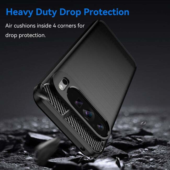 Husa pentru Google Pixel 9 Pro XL Carbon Liquid Silicone, negru