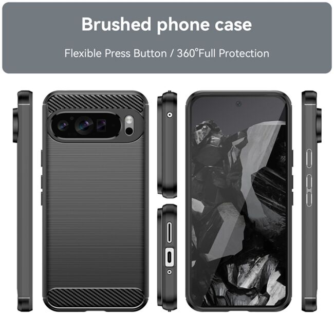 Husa pentru Google Pixel 9 Pro XL Carbon Liquid Silicone, negru