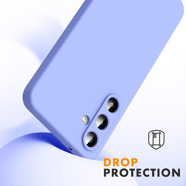 Husa pentru  Samsung Galaxy A35 Liquid Silicone, subțire, captusita cu microfibra, anti amprentă, protectie cameră foto, mov deschis