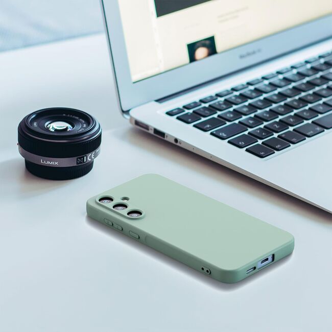 Husa pentru  Samsung Galaxy A35 Liquid Silicone, subțire, captusita cu microfibra, anti amprentă, protectie cameră foto, verde deschis