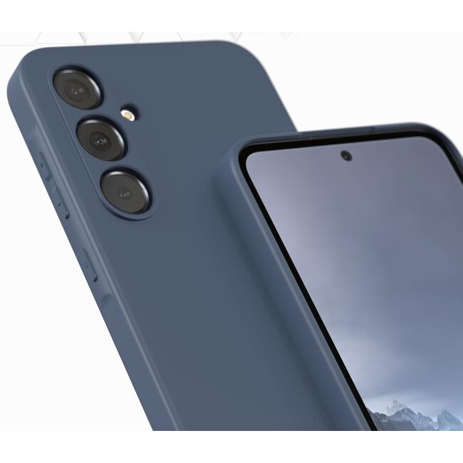 Husa pentru  Samsung Galaxy A35 Liquid Silicone, subțire, captusita cu microfibra, anti amprentă, protectie cameră foto, albastru