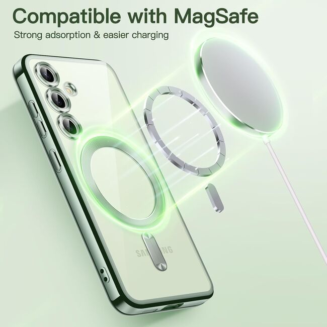 Husa pentru  Samsung Galaxy A35 cu MagSafe si protectie pentru lentile anti-shock 1.5 mm - verde deschis
