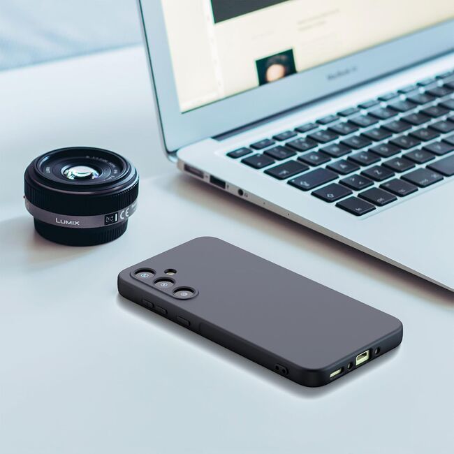 Husa pentru  Samsung Galaxy A35 Liquid Silicone, subțire, captusita cu microfibra, anti amprentă, protectie cameră foto, negru