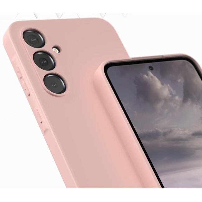 Husa pentru  Samsung Galaxy A35 Liquid Silicone, subțire, captusita cu microfibra, anti amprentă, protectie cameră foto, pink sand