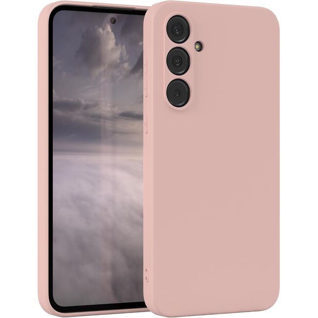 Husa pentru  Samsung Galaxy A35 Liquid Silicone, subțire, captusita cu microfibra, anti amprentă, protectie cameră foto, pink sand