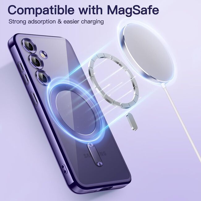 Husa pentru  Samsung Galaxy A35 cu MagSafe si protectie pentru lentile anti-shock 1.5 mm - mov
