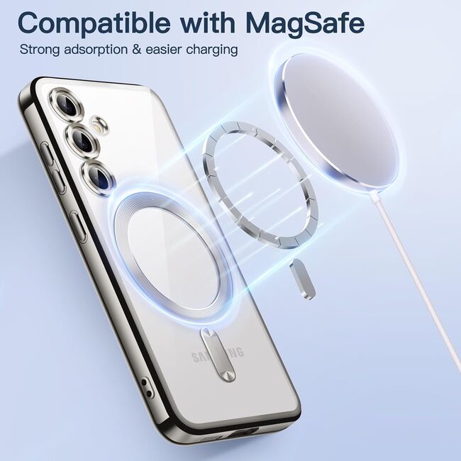 Husa pentru  Samsung Galaxy A35 cu MagSafe si protectie pentru lentile anti-shock 1.5 mm - argintiu