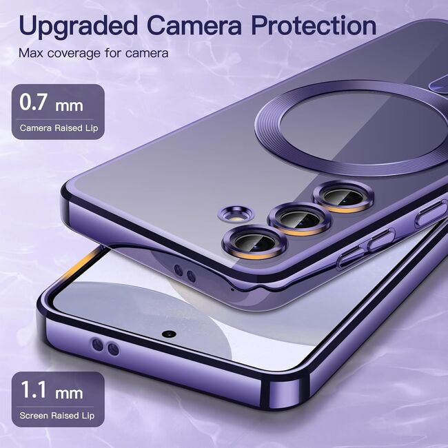 Husa pentru  Samsung Galaxy A35 cu MagSafe si protectie pentru lentile anti-shock 1.5 mm - mov
