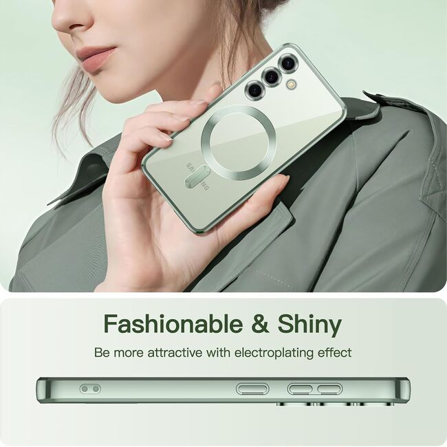 Husa pentru  Samsung Galaxy A35 cu MagSafe si protectie pentru lentile anti-shock 1.5 mm - verde deschis