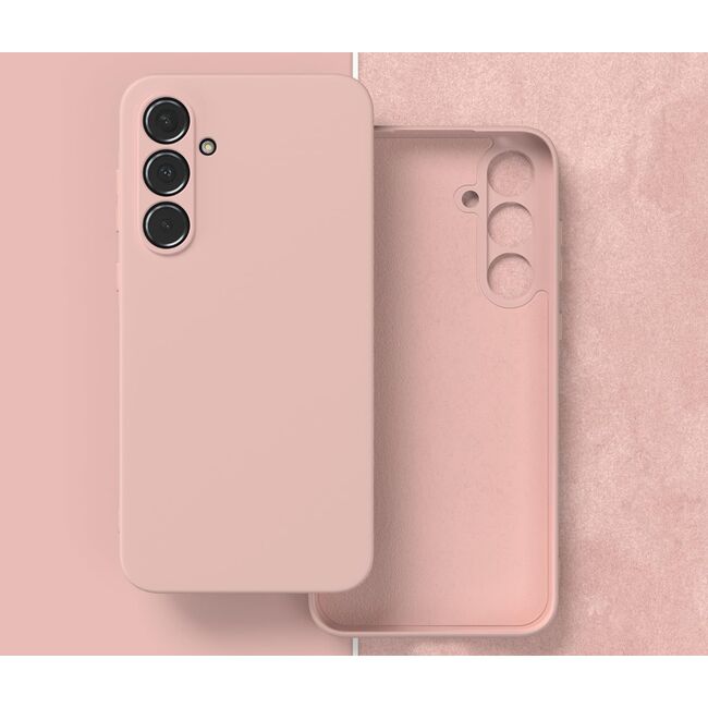 Husa pentru  Samsung Galaxy A35 Liquid Silicone, subțire, captusita cu microfibra, anti amprentă, protectie cameră foto, pink sand