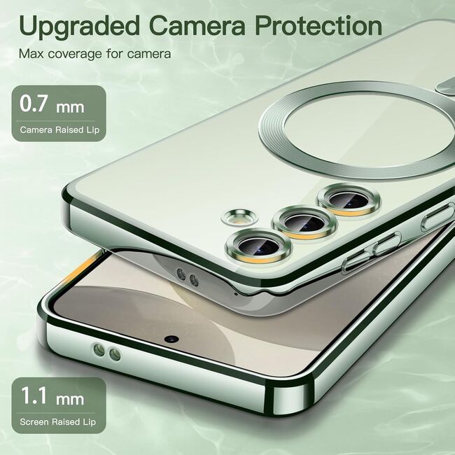 Husa pentru  Samsung Galaxy A35 cu MagSafe si protectie pentru lentile anti-shock 1.5 mm - verde deschis