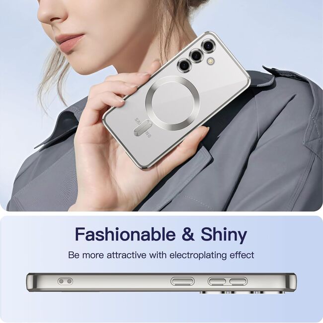 Husa pentru  Samsung Galaxy A35 cu MagSafe si protectie pentru lentile anti-shock 1.5 mm - argintiu