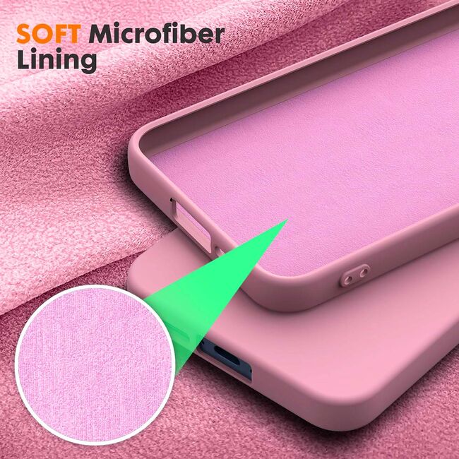 Husa pentru  Samsung Galaxy A35 Liquid Silicone, subțire, captusita cu microfibra, anti amprentă, protectie cameră foto, roz