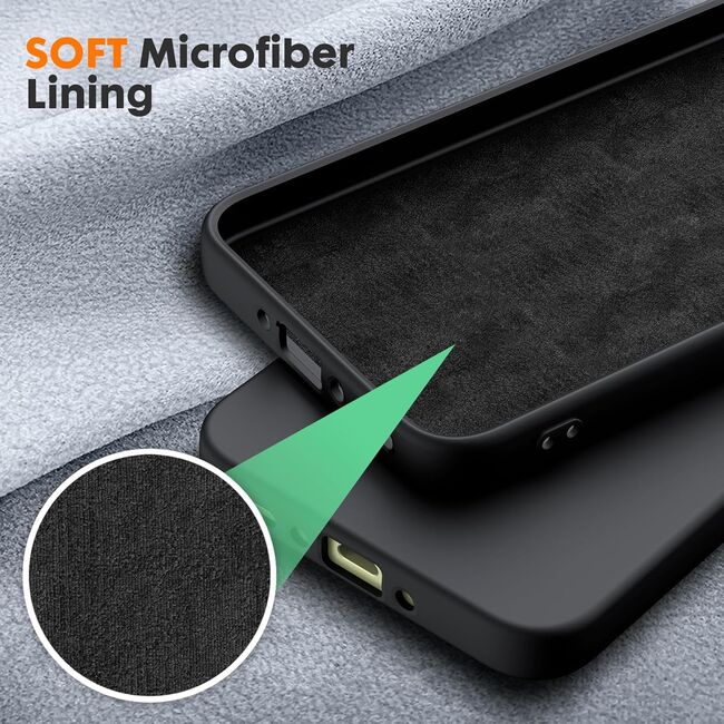 Husa pentru  Samsung Galaxy A35 Liquid Silicone, subțire, captusita cu microfibra, anti amprentă, protectie cameră foto, negru