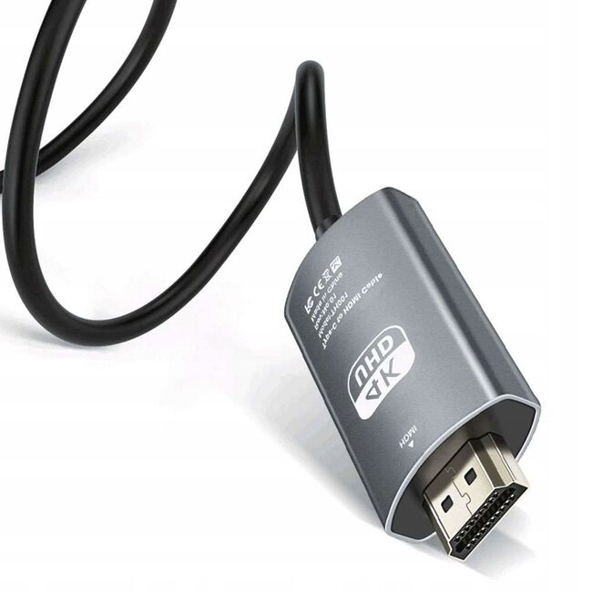 Cablu video de la USB-C la HDMI, 4K @ 60Hz, compatibil MacBook, 1.8 m, negru