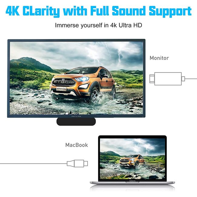 Cablu video de la USB-C la HDMI, 4K @ 60Hz, compatibil MacBook, 1.8 m, negru