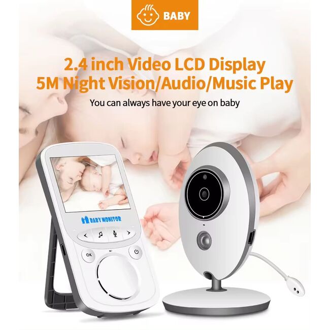 Baby Monitor Wireless, supraveghere duala video - audio pentru bebelusi, senzor temperatura, Vedere Nocturna, ecran color, sunet bidirectional, Functie VOX, Push to Talk