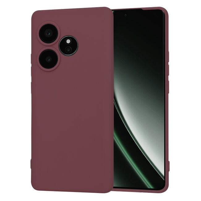 Husa pentru   Realme GT 6 / GT 6T Liquid Silicone, subțire, captusita cu microfibra, anti amprentă, protectie cameră foto, bordeaux