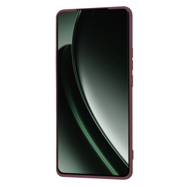 Husa pentru   Realme GT 6 / GT 6T Liquid Silicone, subțire, captusita cu microfibra, anti amprentă, protectie cameră foto, bordeaux