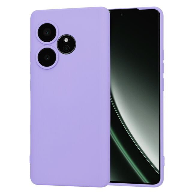 Husa pentru   Realme GT 6 / GT 6T Liquid Silicone, subțire, captusita cu microfibra, anti amprentă, protectie cameră foto, mov deschis