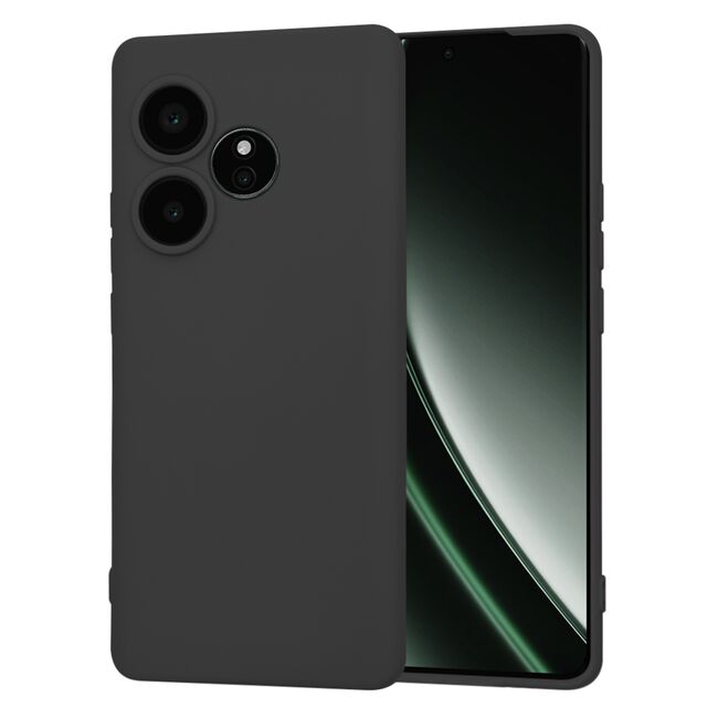 Husa pentru   Realme GT 6 / GT 6T Liquid Silicone, subțire, captusita cu microfibra, anti amprentă, protectie cameră foto, negru