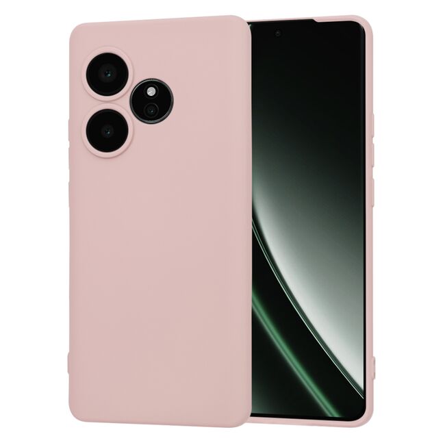 Husa pentru   Realme GT 6 / GT 6T Liquid Silicone, subțire, captusita cu microfibra, anti amprentă, protectie cameră foto, pink sand