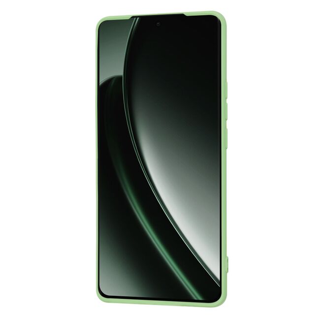 Husa pentru   Realme GT 6 / GT 6T Liquid Silicone, subțire, captusita cu microfibra, anti amprentă, protectie cameră foto, verde deschis