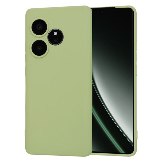 Husa pentru   Realme GT 6 / GT 6T Liquid Silicone, subțire, captusita cu microfibra, anti amprentă, protectie cameră foto, verde
