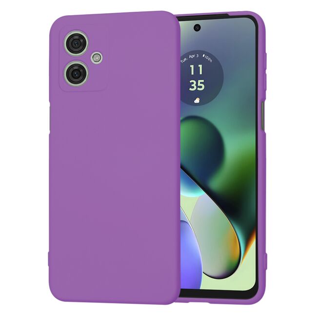 Husa pentru  Motorola Moto G54, G54 Power Edition Liquid Silicone, subțire, captusita cu microfibra, anti amprentă, protectie cameră foto, mov