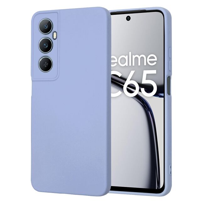 Husa pentru  Realme C65 Liquid Silicone, subțire, captusita cu microfibra, anti amprentă, protectie cameră foto, mov deschis