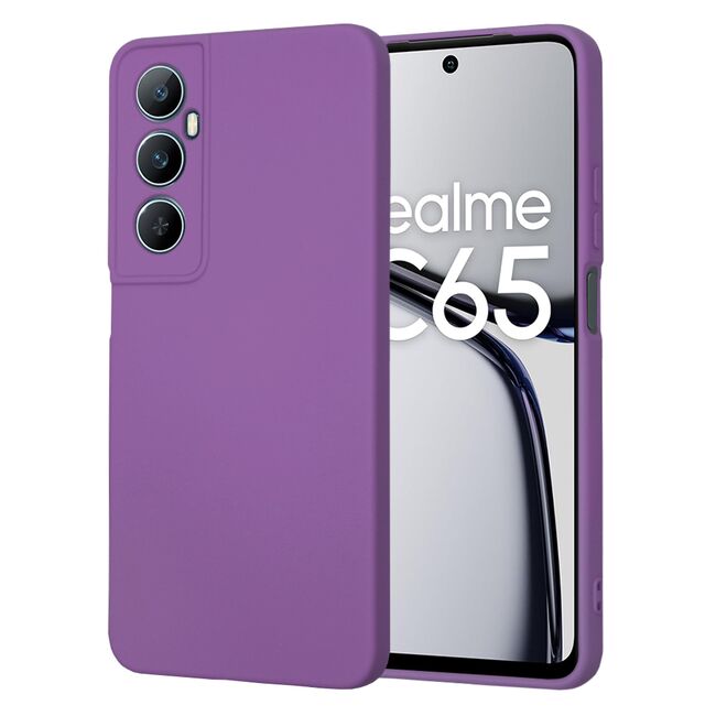 Husa pentru  Realme C65 Liquid Silicone, subțire, captusita cu microfibra, anti amprentă, protectie cameră foto, mov