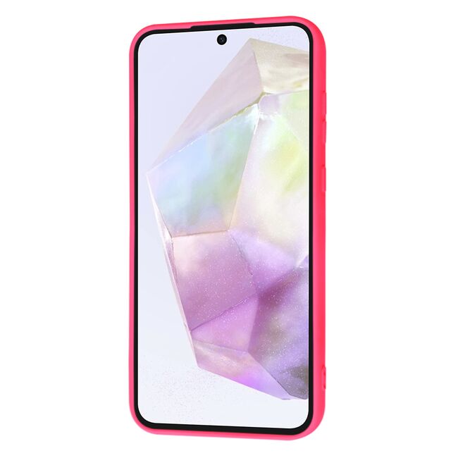 Husa pentru  Samsung Galaxy A35 Liquid Silicone, subțire, captusita cu microfibra, anti amprentă, protectie cameră foto, fucsia
