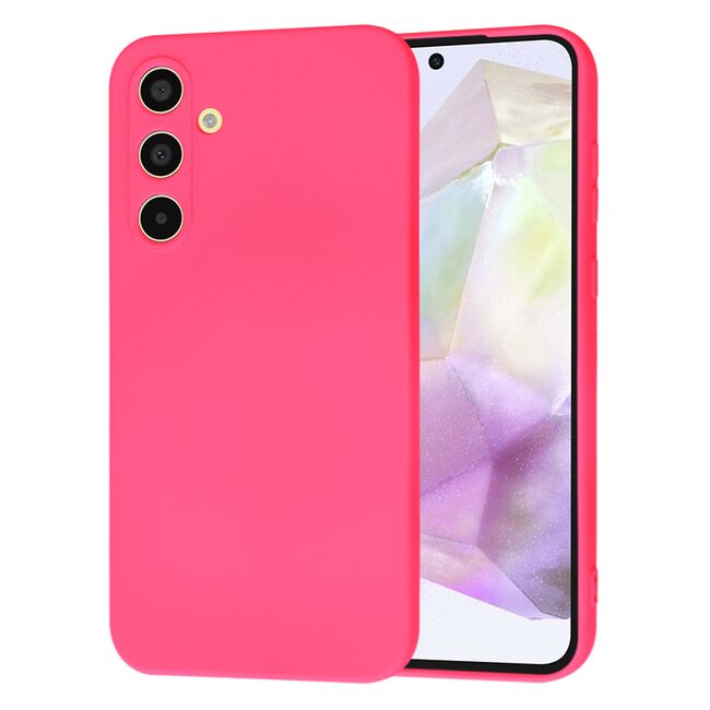 Husa pentru  Samsung Galaxy A35 Liquid Silicone, subțire, captusita cu microfibra, anti amprentă, protectie cameră foto, fucsia