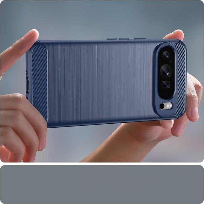Husa pentru Google Pixel 9 / 9 Pro Carbon Liquid Silicone, albastru