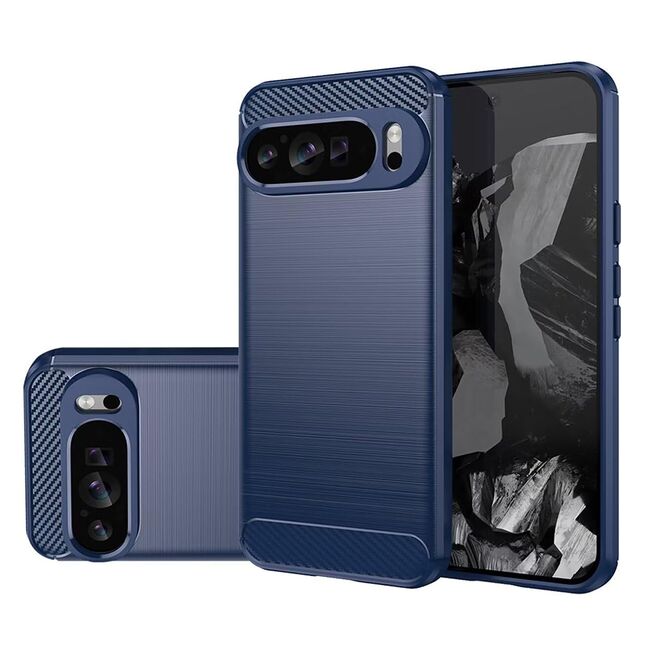 Husa pentru Google Pixel 9 / 9 Pro Carbon Liquid Silicone, albastru