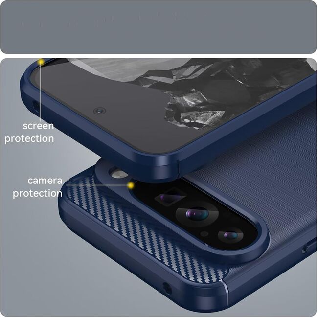 Husa pentru Google Pixel 9 / 9 Pro Carbon Liquid Silicone, albastru
