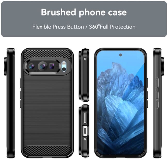 Husa pentru Google Pixel 9 / 9 Pro Carbon Liquid Silicone, negru