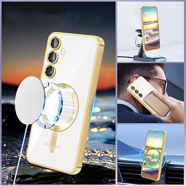 Husa pentru  Samsung Galaxy A35 cu MagSafe si protectie pentru lentile anti-shock 1.5 mm - auriu