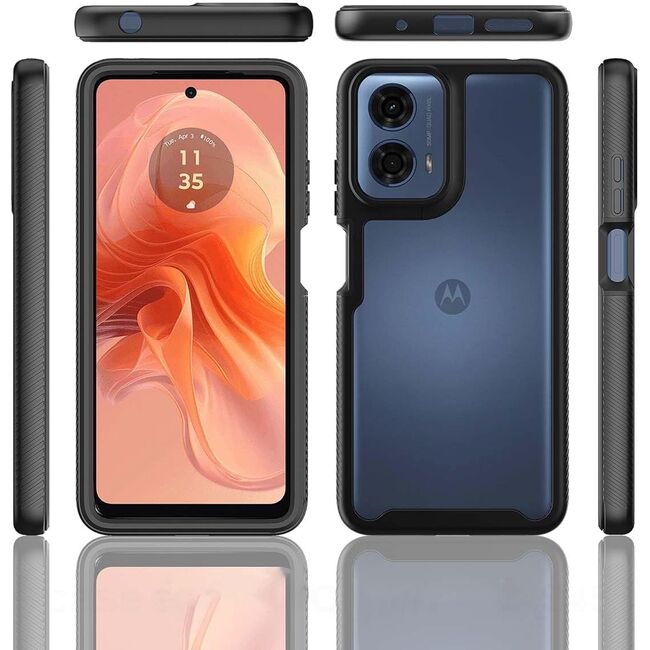 Pachet 360: Husa cu folie integrata pentru Motorola Moto G04, G24, G24 Power fata-spate Defense360 - negru