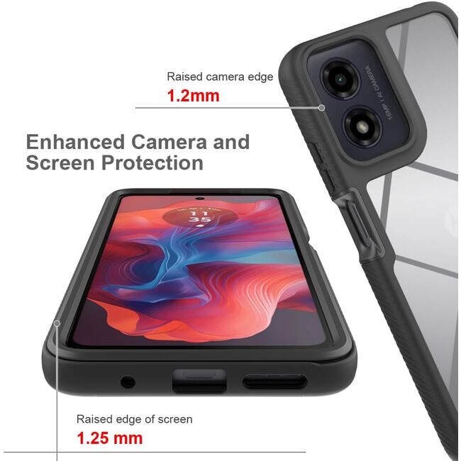 Pachet 360: Husa cu folie integrata pentru Motorola Moto G04, G24, G24 Power fata-spate Defense360 - negru
