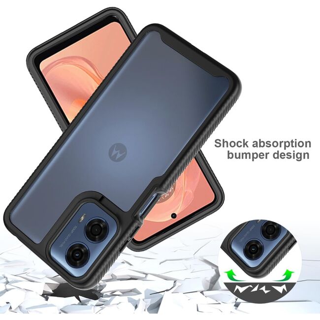 Pachet 360: Husa cu folie integrata pentru Motorola Moto G04, G24, G24 Power fata-spate Defense360 - negru