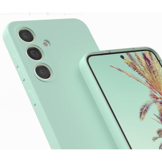 Husa pentru  Samsung Galaxy S24+ Plus Liquid Silicone, subțire, captusita cu microfibra, anti amprentă, protectie cameră foto, verde deschis