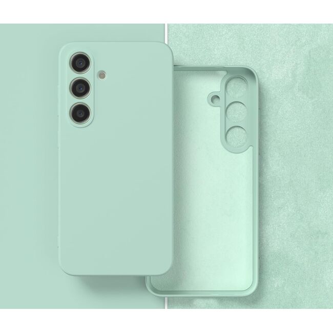 Husa pentru  Samsung Galaxy S24+ Plus Liquid Silicone, subțire, captusita cu microfibra, anti amprentă, protectie cameră foto, verde deschis
