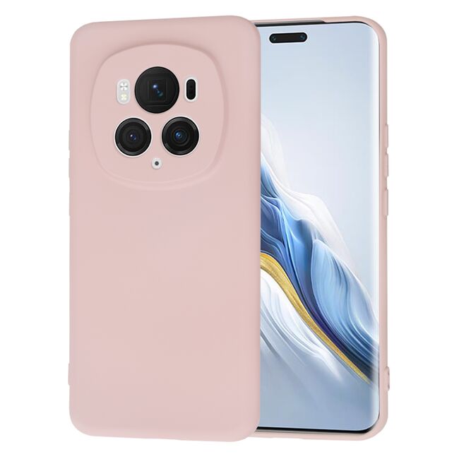 Husa pentru  Honor Magic 6 Pro Liquid Silicone, subțire, captusita cu microfibra, anti amprentă, protectie cameră foto, pink sand