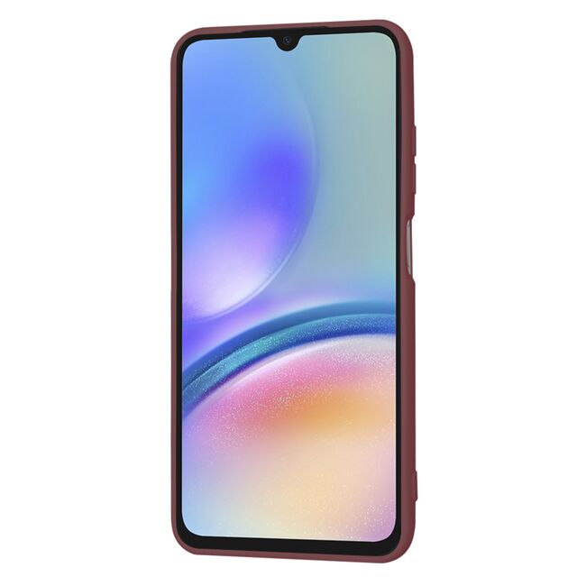 Husa pentru  Samsung Galaxy A05s Liquid Silicone, subțire, captusita cu microfibra, anti amprentă, protectie cameră foto, bordeaux